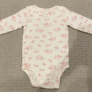 Carter's Girls Infants White & Pink Bird Print Bodysuit